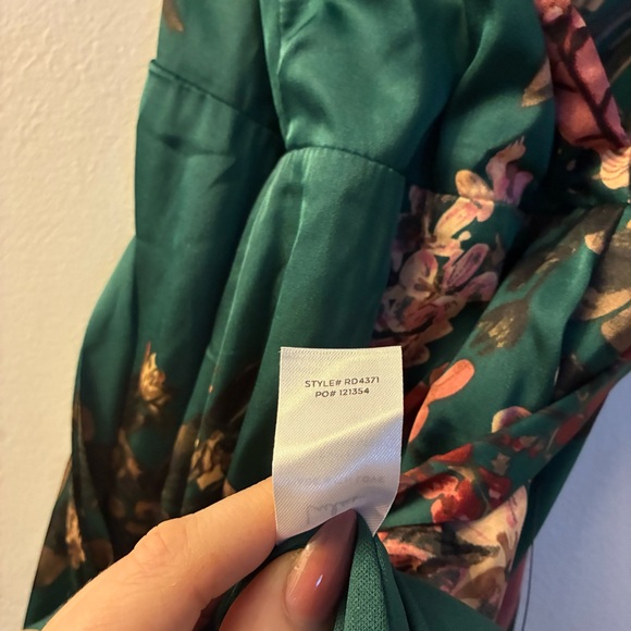 LULUS Still the One Maxi Dress Gown Emerald Green Floral Satin Wedding Guest S - Picture 10 of 13